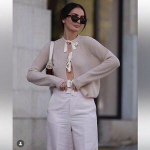 zara bow knit cardigan